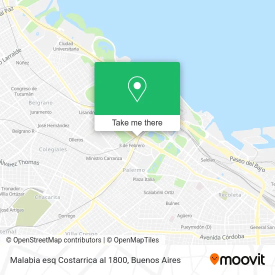 Malabia esq  Costarrica al 1800 map