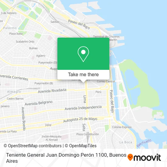 Mapa de Teniente General Juan Domingo Perón 1100