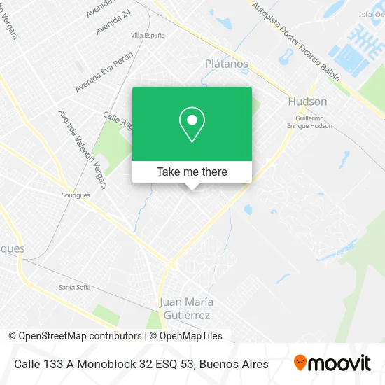 Mapa de Calle 133 A Monoblock 32 ESQ 53