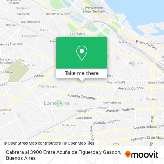 Cabrera al 3900 Entre Acuña de Figueroa y Gascon map