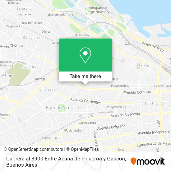Cabrera al 3900 Entre Acuña de Figueroa y Gascon map