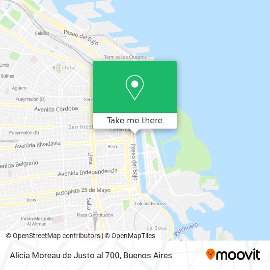 Alicia Moreau de Justo al 700 map