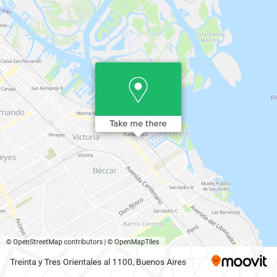Mapa de Treinta y Tres Orientales al 1100