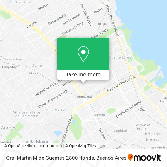 Mapa de Gral  Martin M  de Guemes 2800   florida