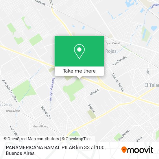 PANAMERICANA RAMAL PILAR km 33 al 100 map