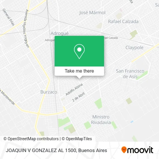 Mapa de JOAQUIN V  GONZALEZ AL 1500