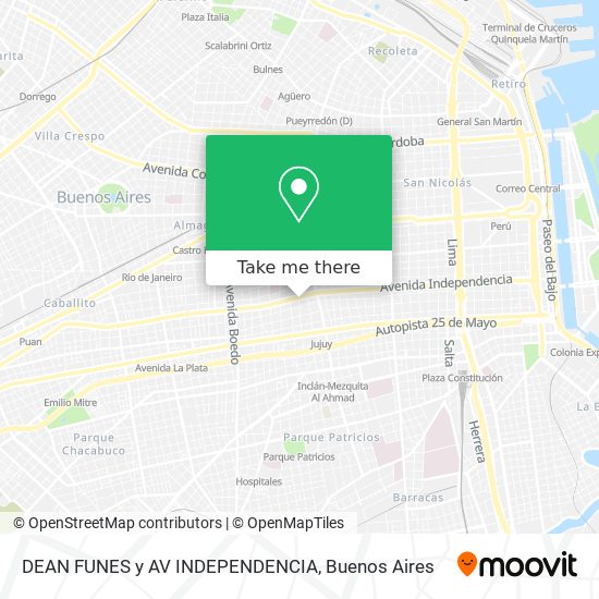 DEAN FUNES y AV  INDEPENDENCIA map