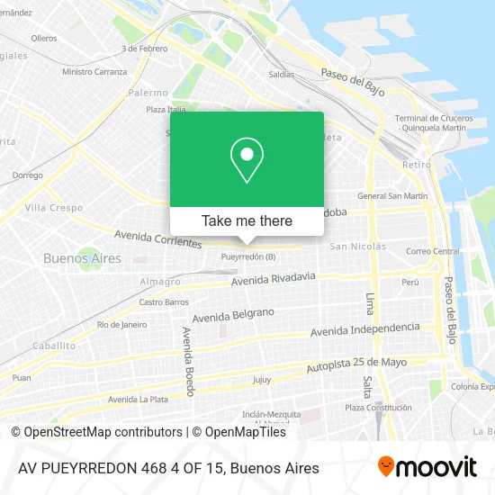 Mapa de AV PUEYRREDON 468  4    OF 15
