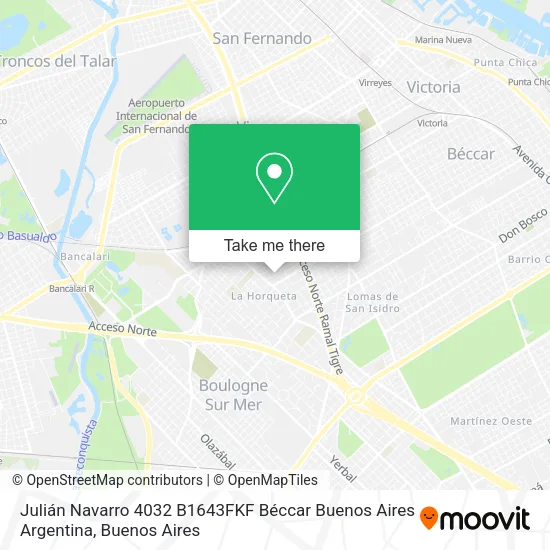 Mapa de Julián Navarro 4032  B1643FKF Béccar  Buenos Aires  Argentina