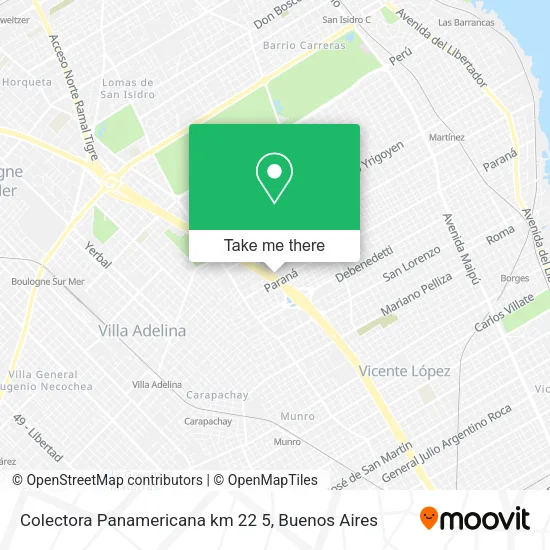 Mapa de Colectora Panamericana km 22 5