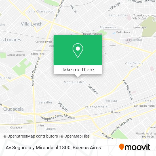 Av  Segurola y  Miranda al 1800 map