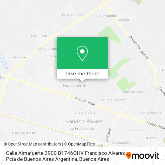Calle Almafuerte 3900  B1746OHV Francisco Alvarez  Pcia de Buenos Aires  Argentina map