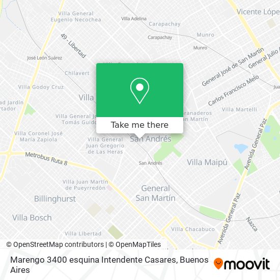 Marengo 3400 esquina Intendente Casares map
