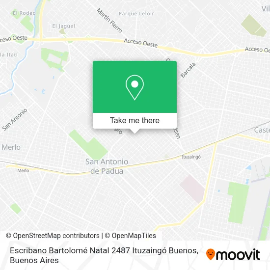 Mapa de Escribano Bartolomé Natal 2487  Ituzaingó  Buenos