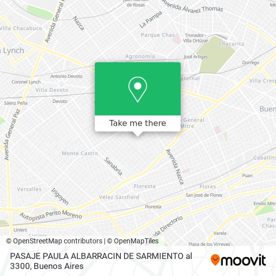 Mapa de PASAJE PAULA ALBARRACIN DE SARMIENTO al 3300