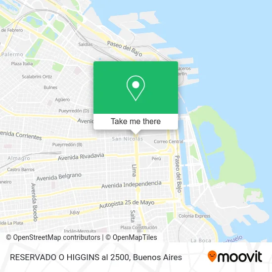RESERVADO O HIGGINS al 2500 map