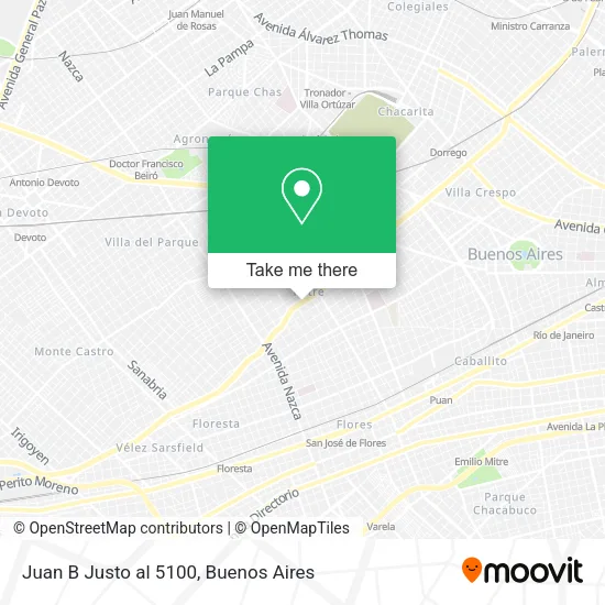 Mapa de Juan B Justo al 5100