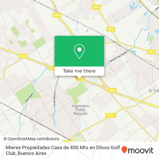 Mieres Propiedades   Casa de 400 Mts  en Olivos Golf Club map