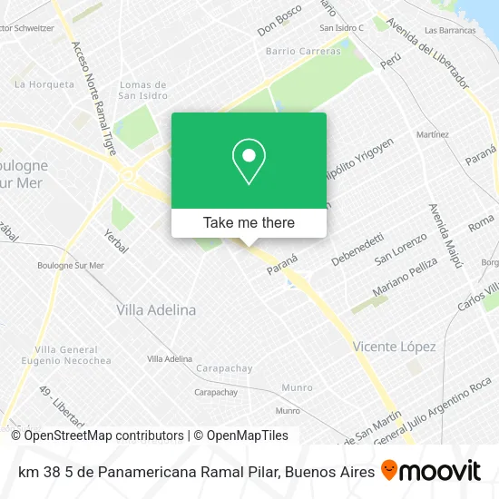 Mapa de km 38 5 de Panamericana Ramal Pilar