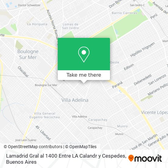 Lamadrid Gral  al 1400 Entre LA Calandr y Cespedes map