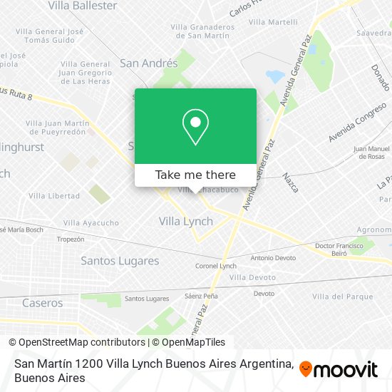 San Martín 1200  Villa Lynch  Buenos Aires  Argentina map