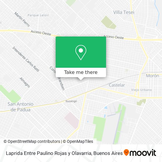 Laprida Entre Paulino Rojas y Olavarria map