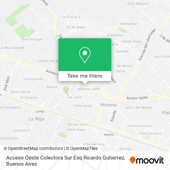 Acceso Oeste Colectora Sur Esq  Ricardo Gutierrez map