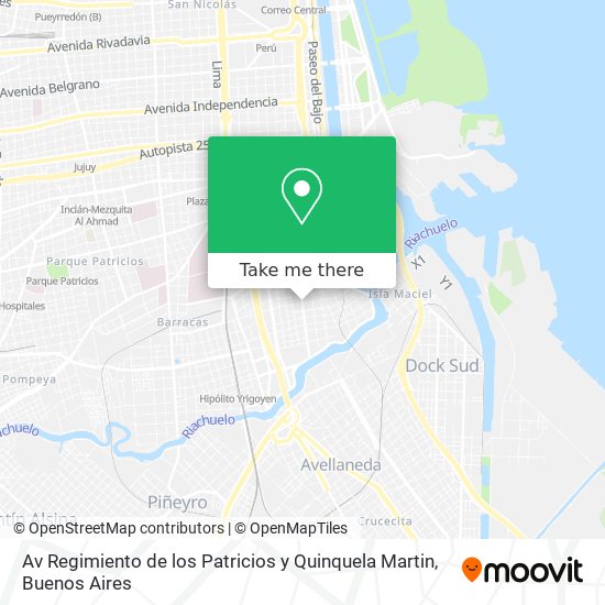 Av  Regimiento de los Patricios y Quinquela Martin map