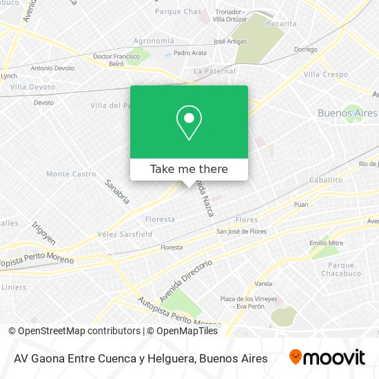 Mapa de AV  Gaona Entre Cuenca y Helguera