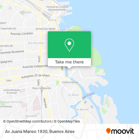 Av  Juana Manso 1830 map