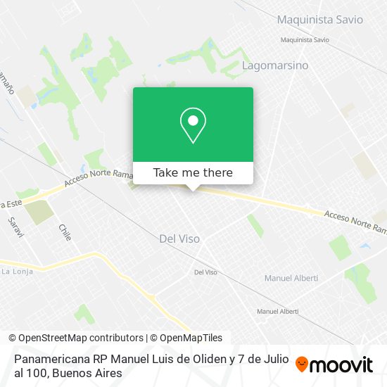 Mapa de Panamericana RP   Manuel Luis de Oliden y 7 de Julio al 100