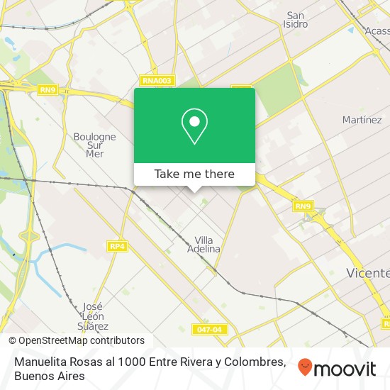 Manuelita Rosas al 1000 Entre Rivera y Colombres map