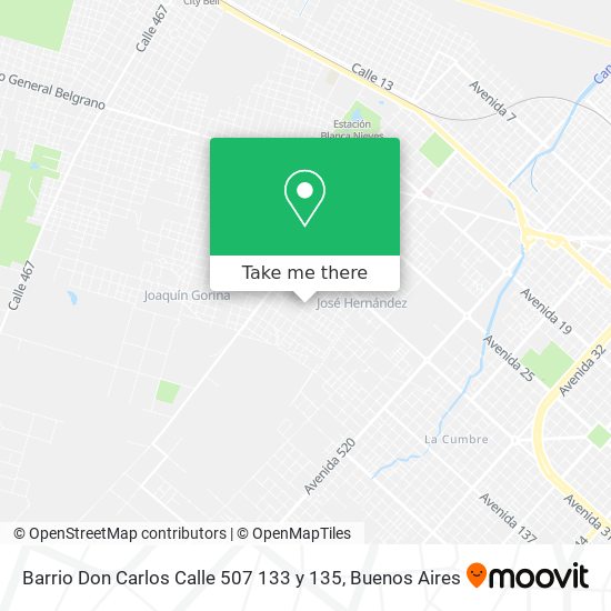 Mapa de Barrio Don Carlos  Calle 507 133 y 135