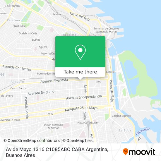 Mapa de Av  de Mayo 1316  C1085ABQ CABA  Argentina