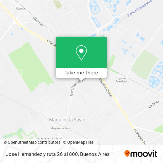 Jose Hernandez y ruta 26 al 800 map