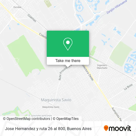 Mapa de Jose Hernandez y ruta 26 al 800