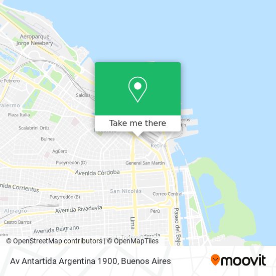 Mapa de Av Antartida Argentina  1900
