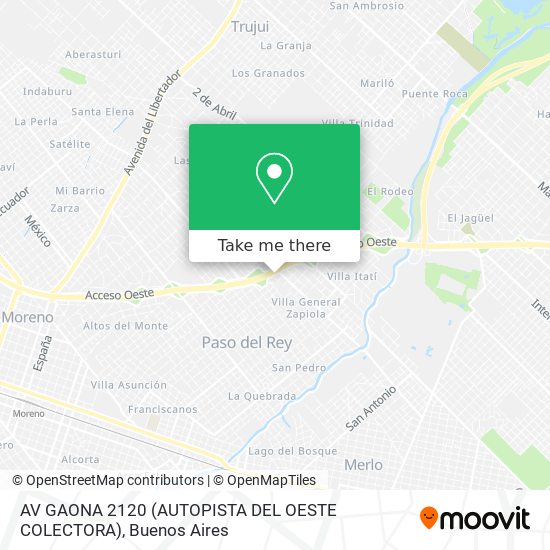 AV  GAONA 2120 (AUTOPISTA DEL OESTE COLECTORA) map
