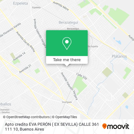 Mapa de Apto credito EVA PERÓN ( EX SEVILLA) CALLE 361 111 10