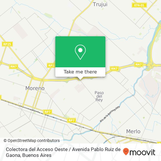 Mapa de Colectora del Acceso Oeste / Avenida Pablo Ruiz de Gaona