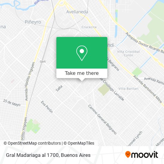 Gral  Madariaga al 1700 map
