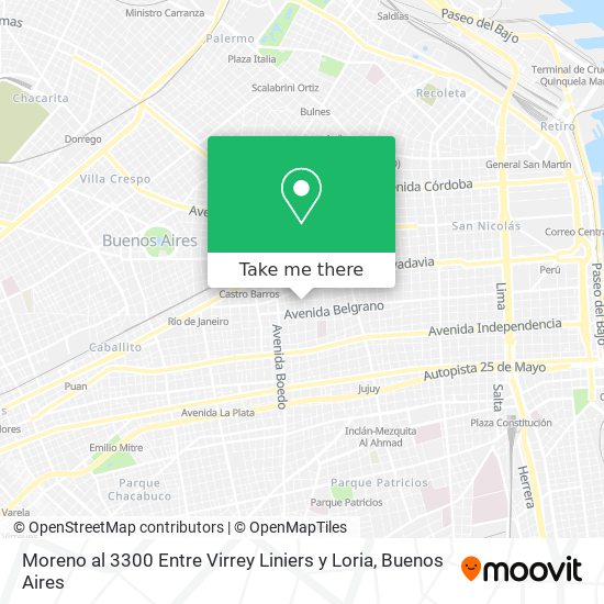 Moreno al 3300  Entre Virrey Liniers  y Loria map