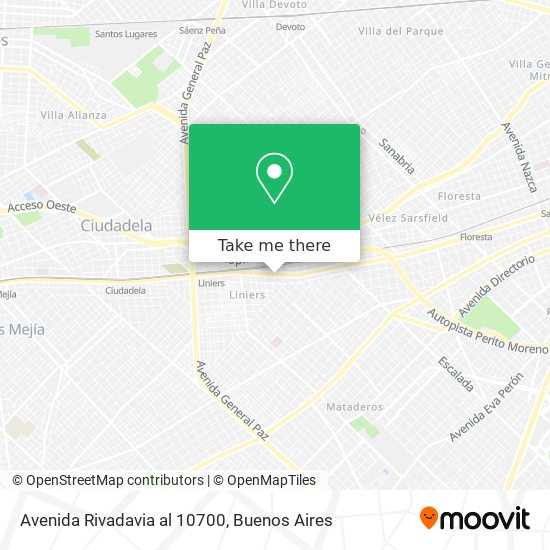 Mapa de Avenida Rivadavia al 10700