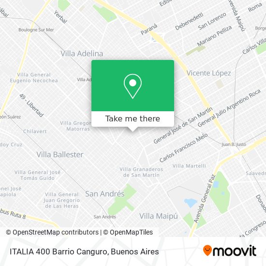 Mapa de ITALIA 400 Barrio Canguro