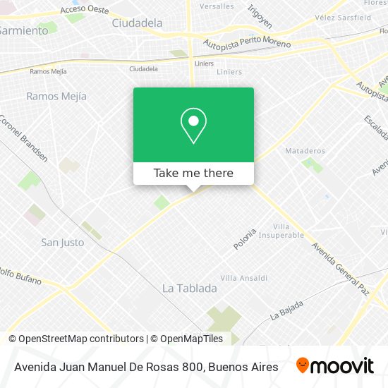 Mapa de Avenida Juan Manuel De Rosas 800