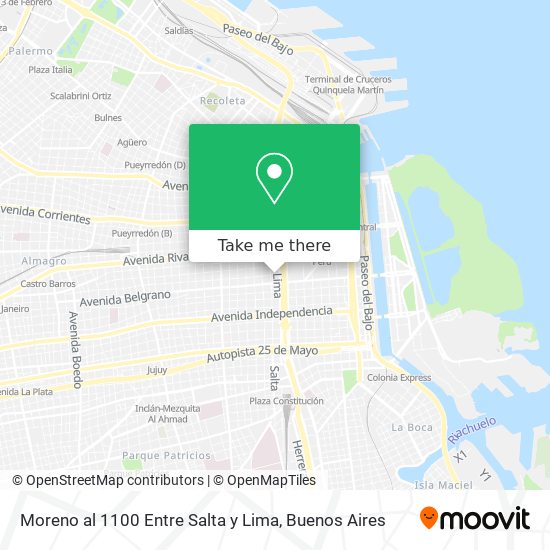 Moreno al 1100  Entre Salta y Lima map