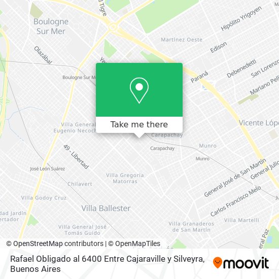 Mapa de Rafael Obligado al 6400 Entre Cajaraville y Silveyra