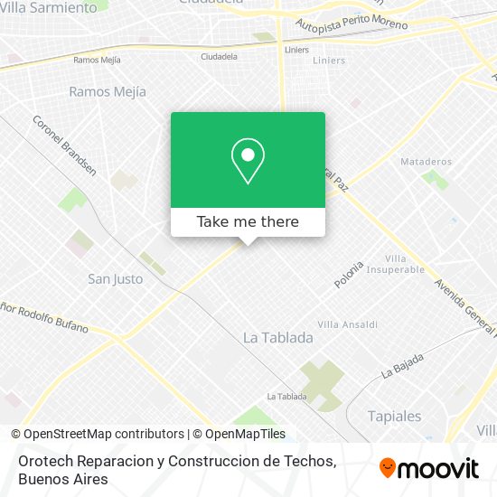 Mapa de Orotech Reparacion y Construccion de Techos