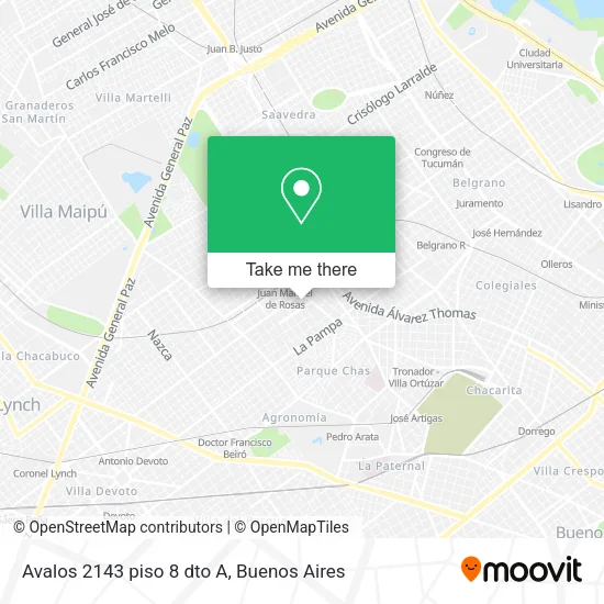 Mapa de Avalos 2143 piso 8 dto A