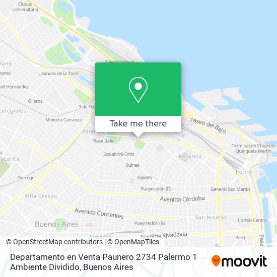 Departamento en Venta   Paunero 2734   Palermo   1 Ambiente Dividido map